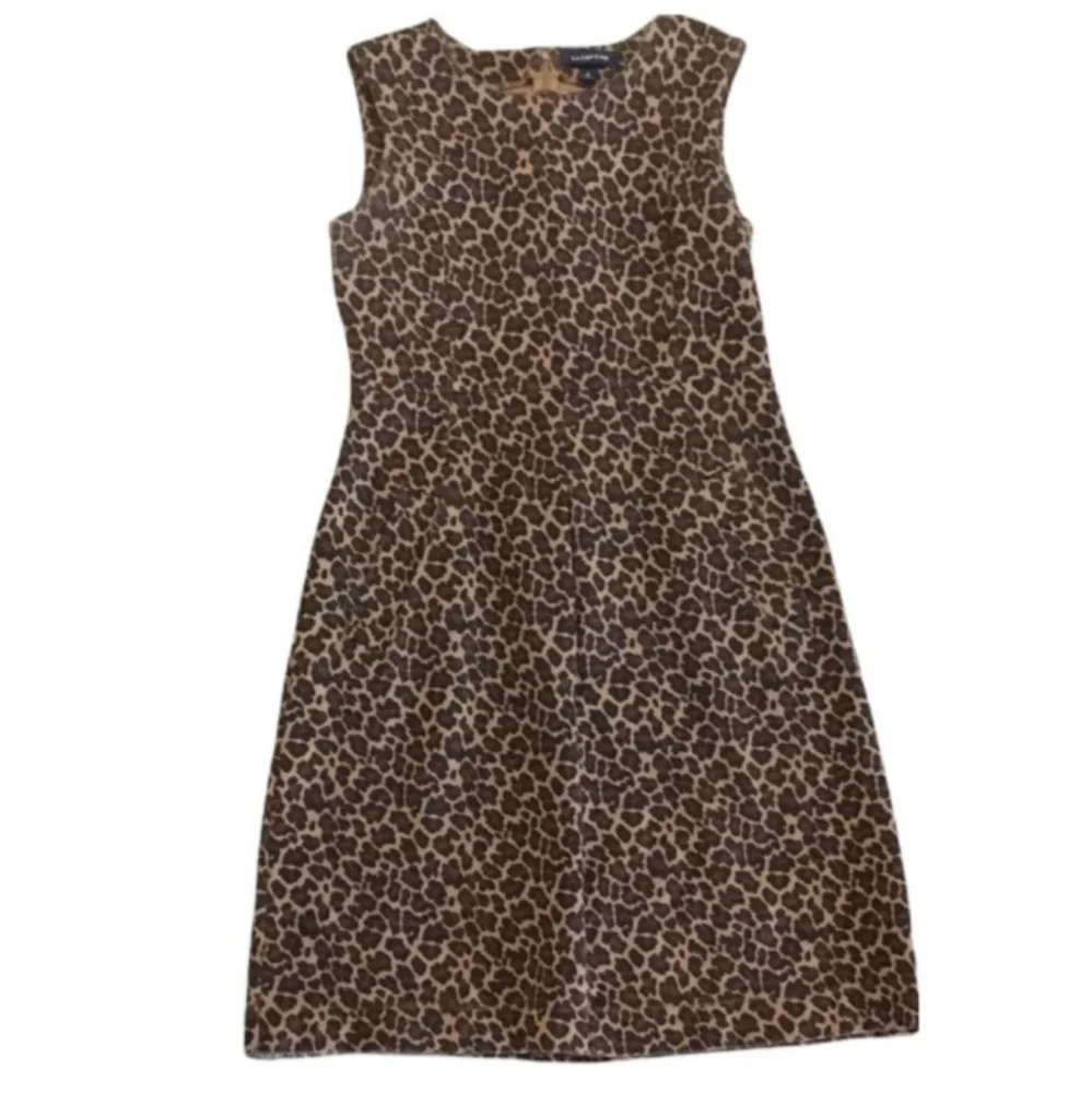 Lands' End Brown Black Leopard Cheetah Animal Ponte Stretch Sheath Dress 16_2